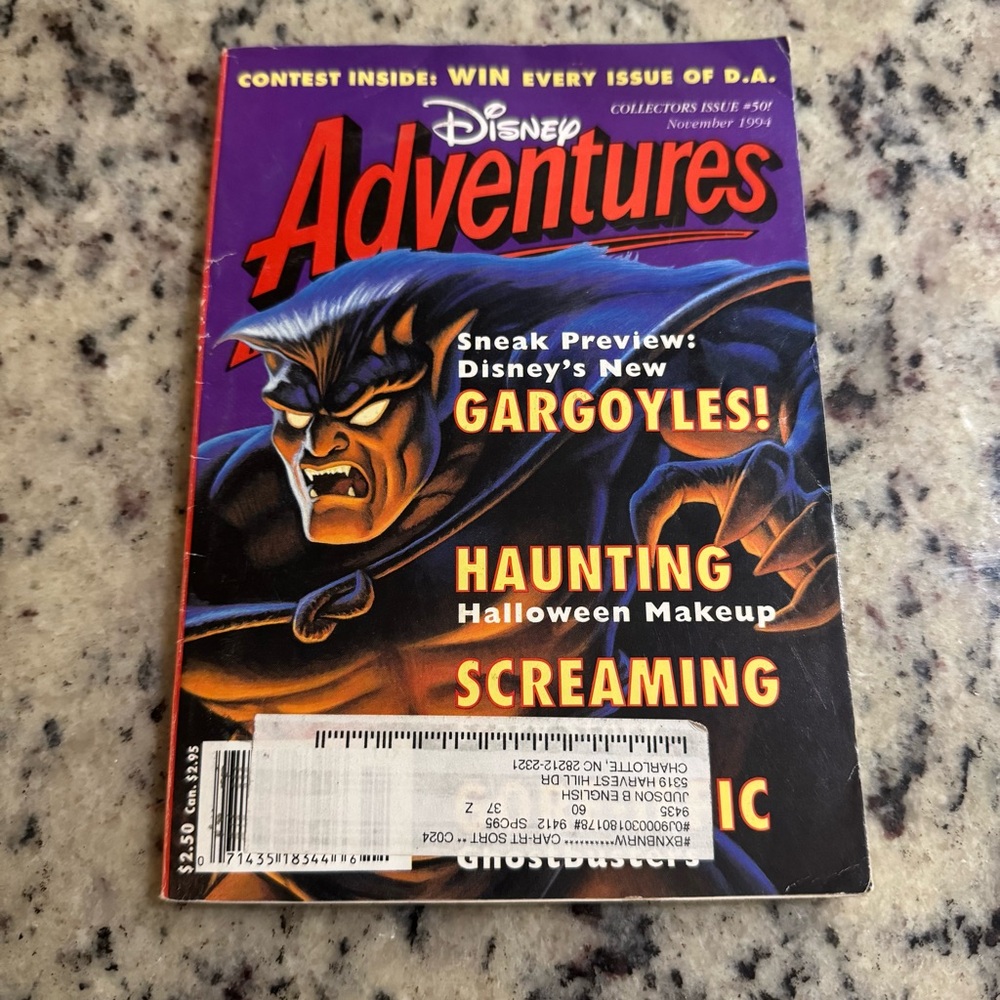 Disney Adventures Magazine Nov 1994 Gargoyles Collectors Issue #50 Volume 5, #1